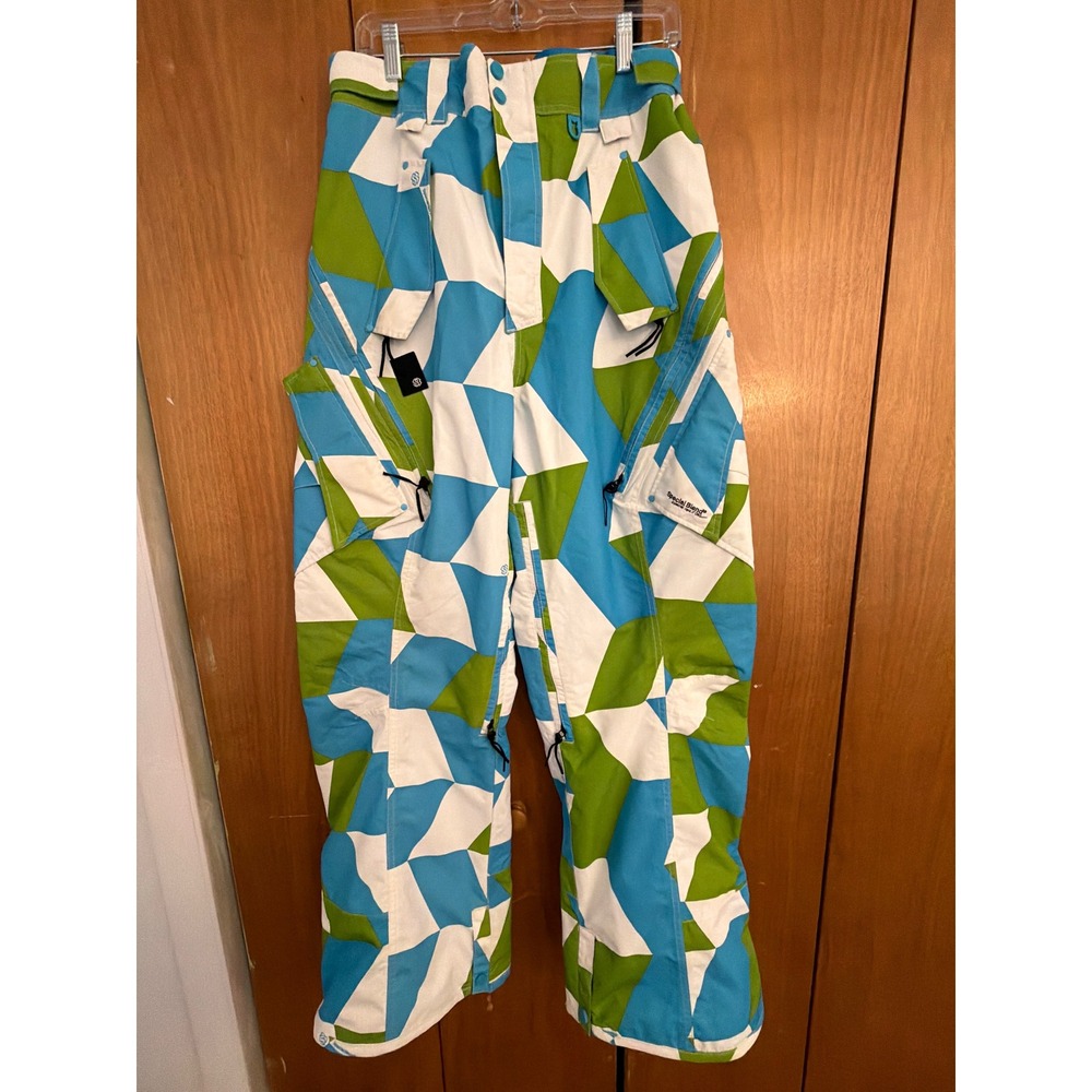 Special Blend Special Ops 092 Snow Pants Mens Medium 15K Geometric Print Blue
